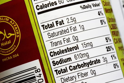 a macro close up of a nutrition label