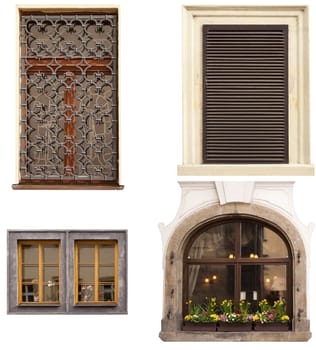 ancient windows, history of the city, the windows on a white background