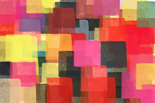 Colorful squares pattern illustration. Brush paint abstract background.