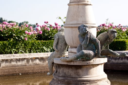 Monkey statue in a summer garden in Florence
