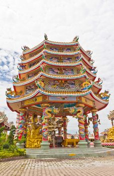 Chinese Shrine, a beautiful Chinese temple, a dragon statue. Chonburi. Eastern part of Thailand.