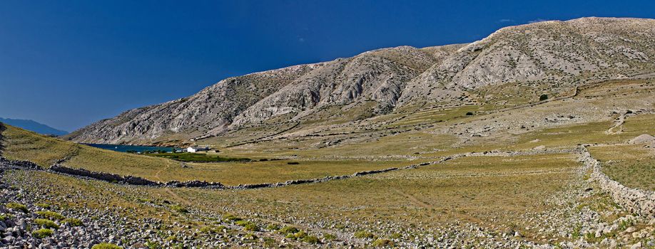 Stone mountain desert & Sea in Vela Luka, Krk, Croatia