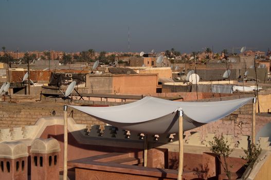 Over the roofs of the Medina in Marrakech, Morocco