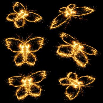 The butterfly from bengal fires. Abstract the image of an animal sparks of fire