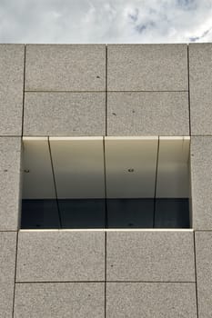 Modern office building exterior and balcony. Architectural detail.