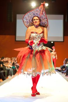 CANARY ISLANDS - 29 OCTOBER: Model on the catwalk wearing carnival costume from designer Alberto Perez during Carnival Fashion Week October 29, 2011 in Canary Islands, Spain