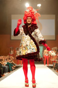 CANARY ISLANDS - 29 OCTOBER: Model on the catwalk wearing carnival costume from designer Alberto Perez during Carnival Fashion Week October 29, 2011 in Canary Islands, Spain