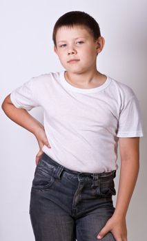 Portrait of emotionally kid. Funny little boy. Beautiful caucasian model.