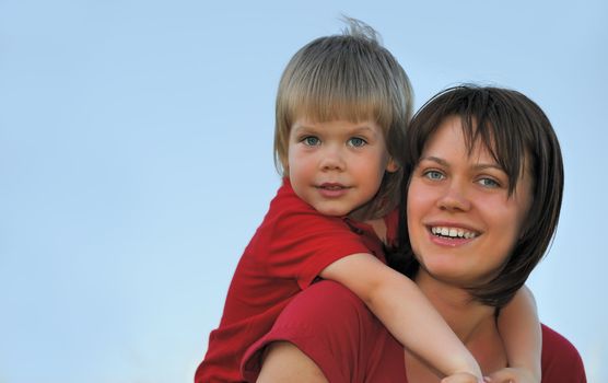 Mother and the son. The woman and the child of the European appearance