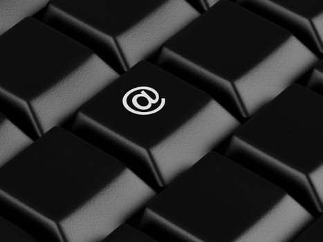 Computer keyboard with email key. High resolution image.  3d rendered illustration.