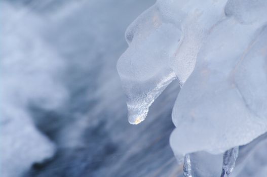 a icy waterfall in a small brook