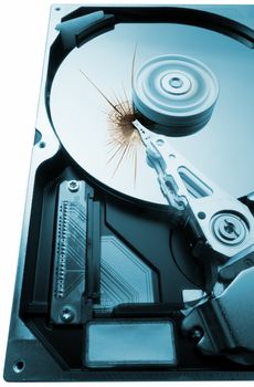 broken hard disk . perfect as a symbol for data loss.