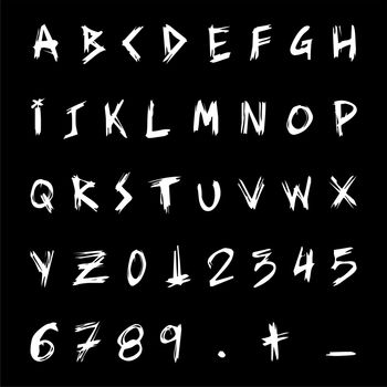 Handwritten grunge font. Resembles letters scratched on tree with rusty nail.