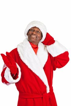 surprised black santa claus on a white background