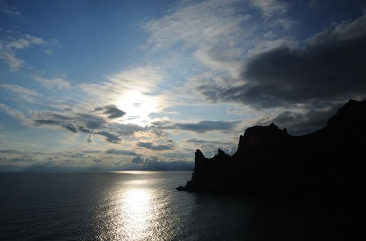 The night sea. The sea photographed at a dawn with long endurance. Crimea, Ukraine