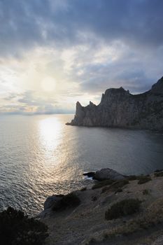 The night sea. The sea photographed at a dawn with long endurance. Crimea, Ukraine