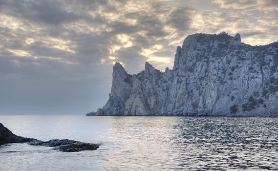 The night sea. The sea photographed at a dawn with long endurance. Crimea, Ukraine