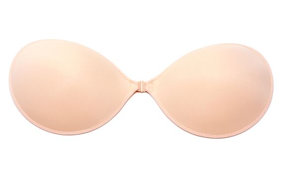 Beige silicone bra insulated on white background