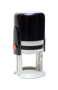 Automatic seal with red button on white background