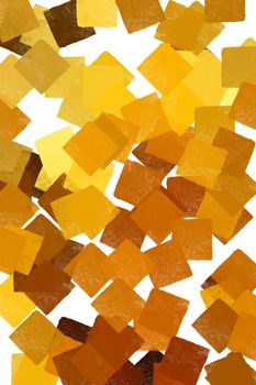 Yellow squares abstract pattern on white background. Digitally created illustration.