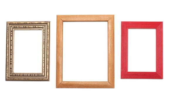 Three frames for photography on white background