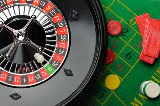 Roulette. Gambling in game establishments of a casino
