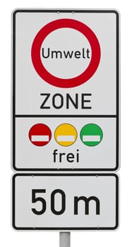 umweltzone -  german traffic sign isolated on white with clipping path