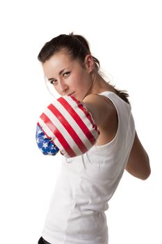 Model posing in a character of a boxer