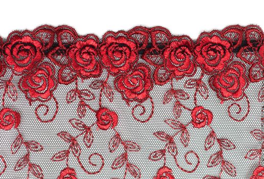 Decorative lace with pattern on white background