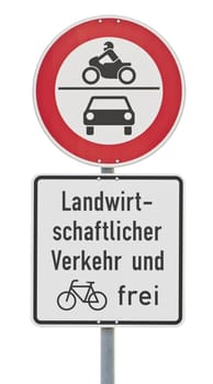 traffic sign: no drive through, isolated on white with clipping path