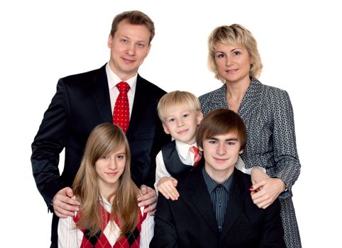 Merry big family portrait on white background