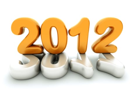 3d new year 2012 shape on white background