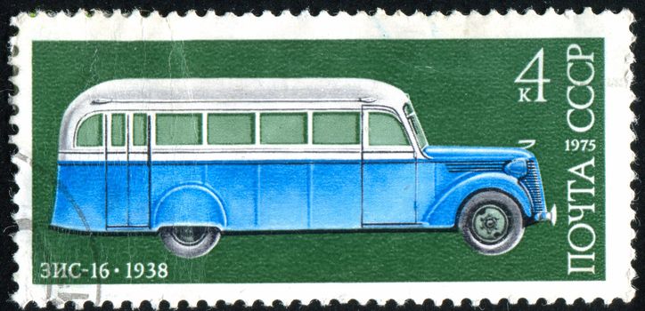 RUSSIA - CIRCA 1975: stamp printed by Russia, shows ancient bus, circa 1975.