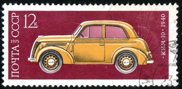 RUSSIA - CIRCA 1975: stamp printed by Russia, shows ancient car, circa 1975.