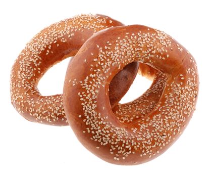 bagel . A sweet bun it is isolated on a white background