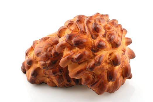 bun. A sweet bun it is isolated on a white background