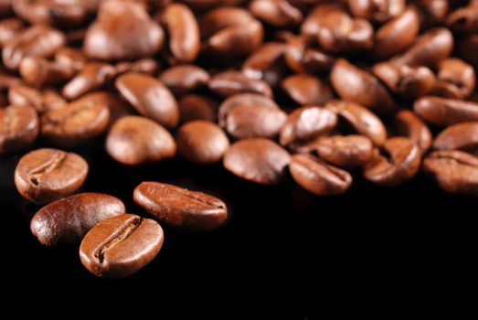 Coffee background. Perfect coffee grains. High detail