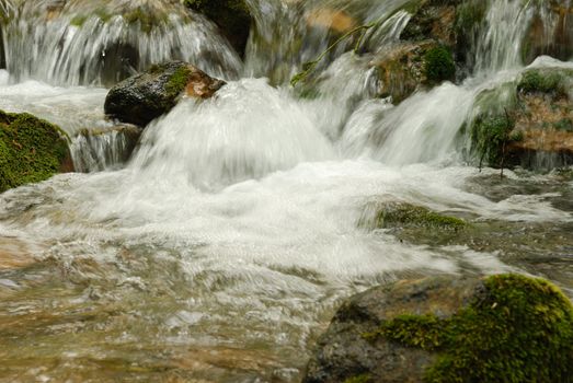 The mountain river. A rough stream of water in mountains of the Crimean peninsula