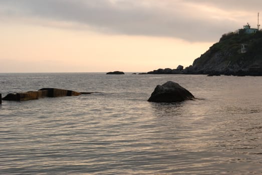Sea landscape. Evening coast of the black sea