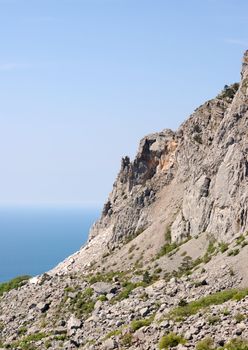 Rock. A picturesque top of mountain. The Crimean peninsula