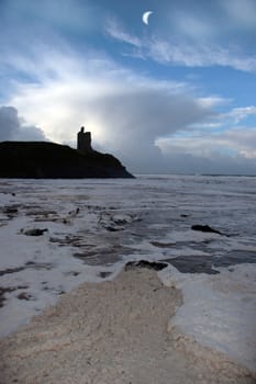 ballybunion castle ireland after a winters storm