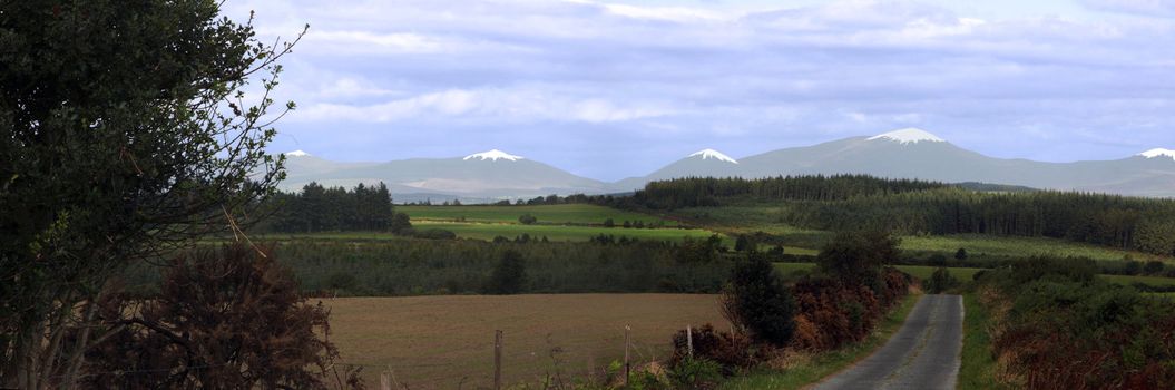 a scenic winters view of the irish countryside