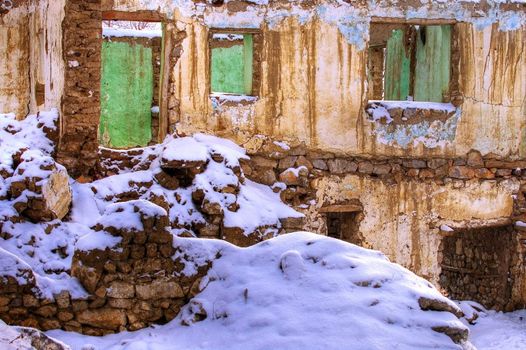 abandoned house in the winter at ankara