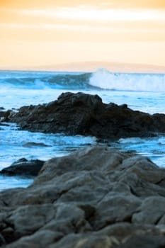 sweeping waves during a storm of the west coast of ireland