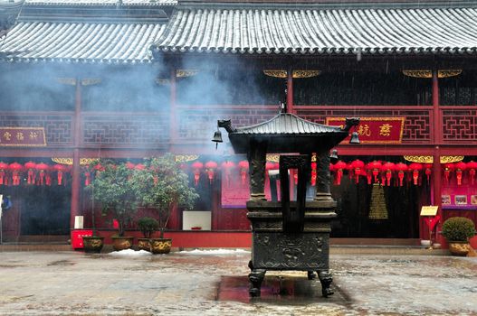 Chinese buddhist shrine in the city of Shanghai China