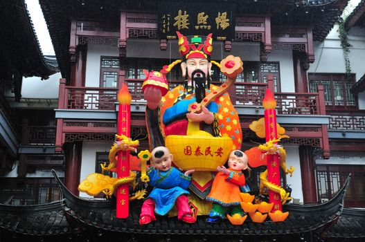 Chinese new year decoration in shanghai street