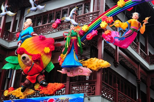 Chinese new year decoration in shanghai street