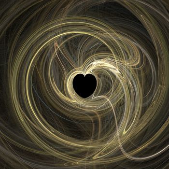 Abstractly spiral image of heart with effect of a luminescence of lines