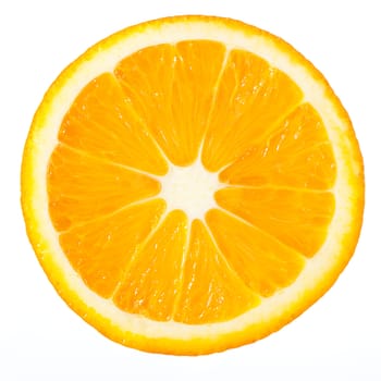 Section orange . The detailed photo on a gleam. It is isolated on a white background