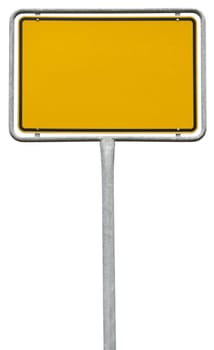 yellow blank sign (clipping path) isolated on white